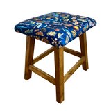 西海岸インテリア　カリフォルニアサーフ柄　クッションスツール（ネイビー）