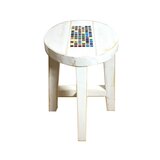 シャビーシックインテリア　モザイクタイル入りサークルスツール