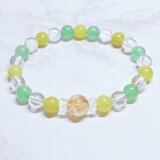 ✦上品なミモザカラー♪1点限定✦前向きな変化と希望を引き寄せる 天然石ブレスレット｜シトリン・サーペンティンNo.857