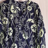 朝顔柄浴衣リメイク　　ダボシャツ　鯉口シャツ