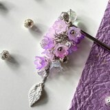 かんざし　グラデーションカラーの鈴蘭　紫　パープル　一本簪　一本挿し　シルバー　すずらん　夏祭り　成人式　卒業式