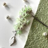 かんざし　グラデーションカラーの鈴蘭　緑　グリーン　一本簪　一本挿し　シルバー　すずらん　夏祭り　成人式　卒業式のコピー