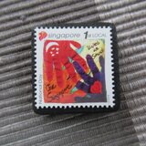 シンガポール2006年　キルト切手ブローチ10868