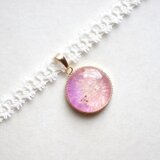 【受注製作】レジンアート　ラウンドモチーフとタティングレースとサテンリボンのチョーカー〈黄昏花〉