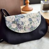 黒グログラン*コットンリネン*フラップショルダーバッグ