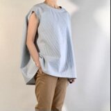 コットン ストライプの コクーン ブラウス