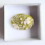 北欧風ことりと草花の刺繍ブローチ#468