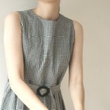 ギンガムチェックのノースリワンピ　　No.379