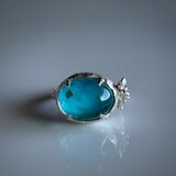 ルチルクォーツ×ターコイズ　リング／sv925