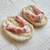 【1歳のお祝い】【はじめての一歩に】誕生日 餅踏み ふっくら布わらじ ｜記念日・初節句・一升餅 布ぞうり 春 ピンクお花