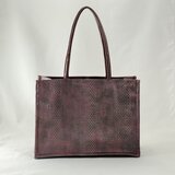 本革＊折りたためるトートバッグ(赤系)