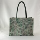 本革＊折りたためるトートバッグ(グリーン系)