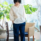 【藍染】OrganicCotton楊柳生地　両サイドポケット付テーパードパンツ