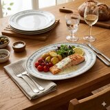 昭和レトロ　31.5cmオーバルプレート　小花柄  5枚セット サイズ:約31.5×22.9×h3.1cm 重量：約750g