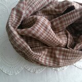格子柄×linen マフラー