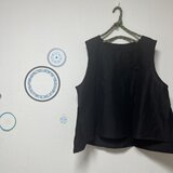 迷わない重ね服　シンプルベスト　ワッシャーリネン　ブラック