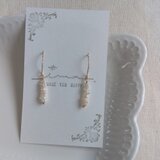 14kgf 淡水ケシパールの凸凹上品グリッターピアス