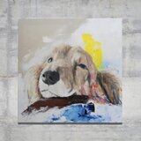 a dog　/ ミニチュアダックスの現代アート作品　１メートル正方形作品