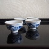笹紋盃　４客　豆鉢