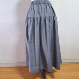 ティアードスカート　コットンスカート　黒　ブラック　Lサイズ