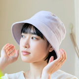 リネン混ガーゼ　ラベンダー染めバケットハット　Lサイズ【Organic Cotton×Linen】