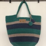 ニットボールが可愛い❣️コットン100%ボーダーシンプルBag⑤