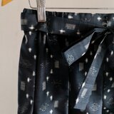 タックギャザー琉球紬（濃紺幾何学かすり）