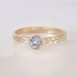 アクアマリン オリーブリーフ リング 14kgf ピンキーリング対応  3月誕生石 ご褒美 ギフト