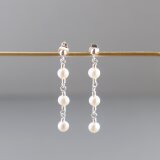 淡水パールの3連ピアス【Silver925】