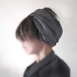 ターバンなヘアバンド　リネンmix黒　送料無料