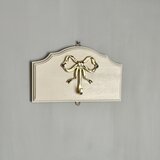 アンティーク リボン ウォールフック 真鍮ゴールドフックA ミルキーホワイト 木製