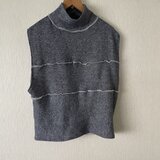 杢パイルカットソータートル切替えベスト　杢グレー紺Ｆ
