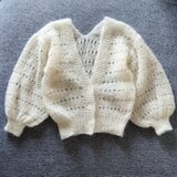 ふんわりモヘアの透かしボーダーカーディガン