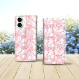 iPhone専用 手帳型スマホケース （カメラ穴あり/はめ込み式/スタンド機能付き）【桜・花明かり】