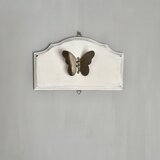 アンティーク バタフライ ウォールフック ステンレス シルバー フック ピュアホワイト 木製 蝶