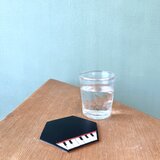 【六角形】ピアノ鍵盤のコースター（防水加工・10cm）