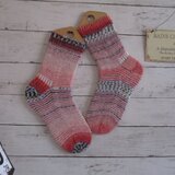 　手編みソックス　冷え対策　ジョグレスストライプ　Opal 6754 & Uni