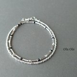 ブラックオニキス×カレンシルバーの2連ブレスレット