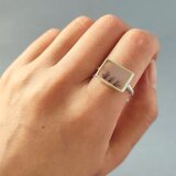 【1点もの】デンドリティックアゲート/シダ/植物/四角/スクエア/内包物/覆輪/silver925/リング【14号】