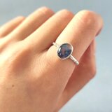 【1点もの】デュモルチェライトインクォーツ/青/ブルー/クォーツ/内包物/覆輪/silver925/リング【15号】