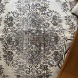 117×214クリーム×グレイ×ブラウン　メダリオン　トルコヴィンテージラグ