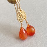【14kgf/天然石】7月誕生石 カーネリアンの雫ピアス|成功を引き寄せるお守り