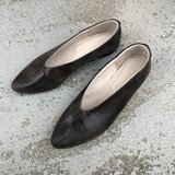 限定カラー　焦茶　ゴートレザー使用リザード柄・EMA人気のフラットパンプス・フラットシューズ　