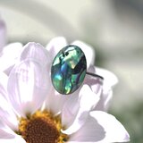 海の虹★アバロンシェルのフリーサイズ・カボションリング・サージカルステンレス