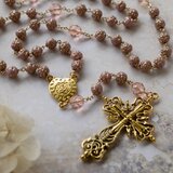 チェコビーズのロザリオ【ピンクローズ】　薔薇　バラ