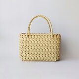 花結び編み手提げかご・クリーム【受注製作】