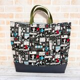 大きいレッスンバッグ(裏キルト)　【和柄・忍者】