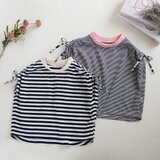 ベビー＆キッズ　ボーダーカットソー肩リボン