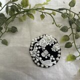 ★ ☆ ＊ ＊★ハンドメイドミナペルホネン⚮̈ 黒タンバリン♡ブローチフリンジレースパール