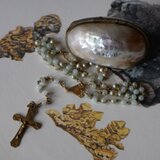 マザーオブパール　ロザリオケースとロザリオ　フランスアンティーク　アンティークのある暮らし